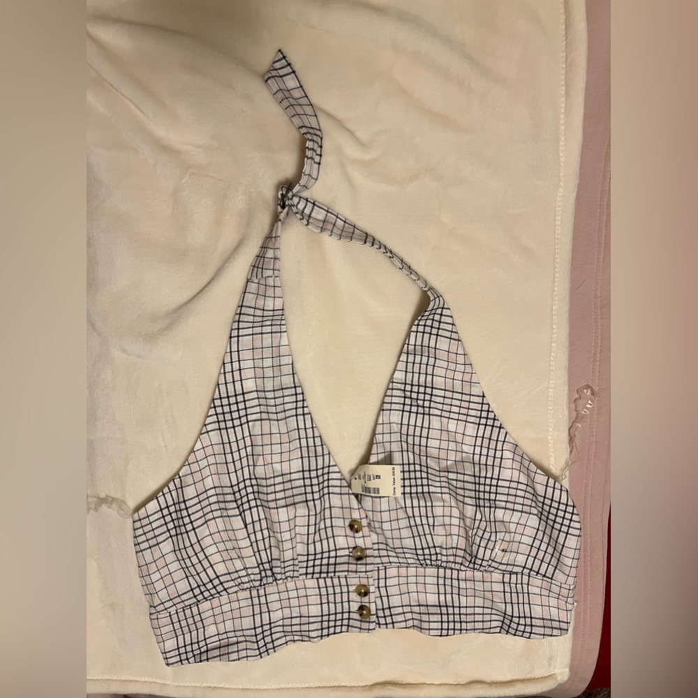 Aeropostale Plaid Cropped Halter Top